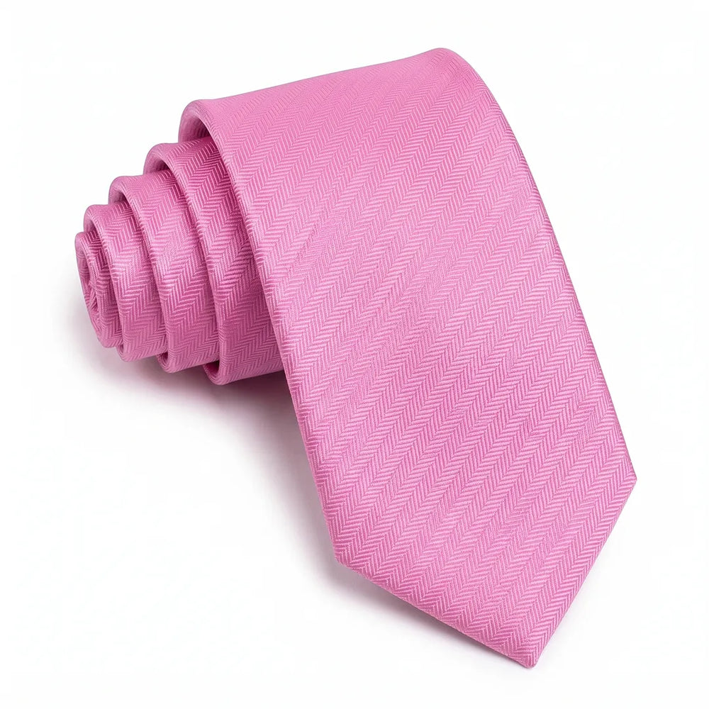 Pink Herringbone Skinny Tie | Polyester Wedding & Formal Necktie