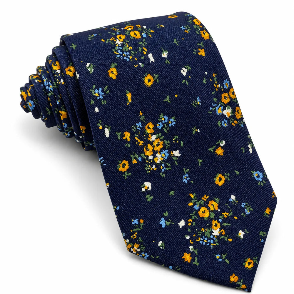Navy Floral Print Necktie | Sailor Australia
