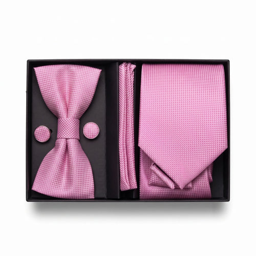 Pink Textured Tie Set | Wedding & Formal Accessory Set