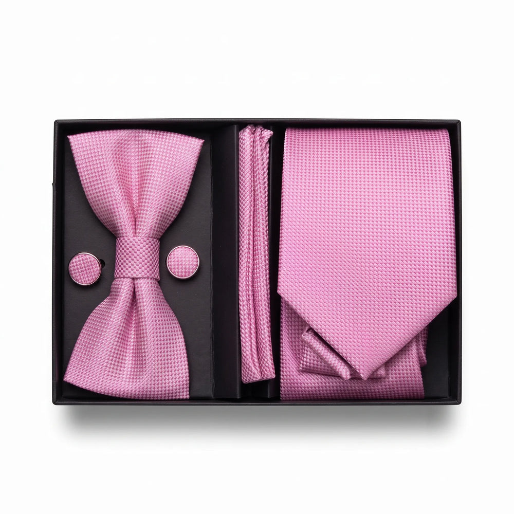 Pink Textured Tie Set | Wedding & Formal Accessory Set