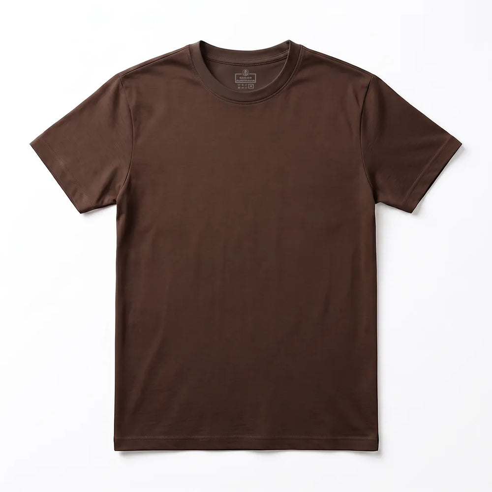 Men's Chocolate Crew Neck T-Shirt | 100% Australian Combed Cotton