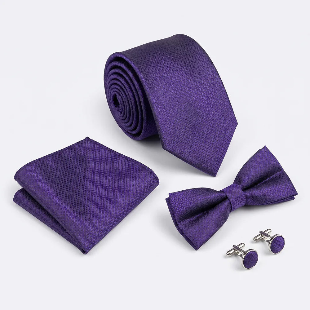 Purple Textured Tie Set | Wedding & Formal Accessory Set