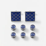 Blue Enamel Shirt Stud & Cufflink Set | Wedding & Formal
