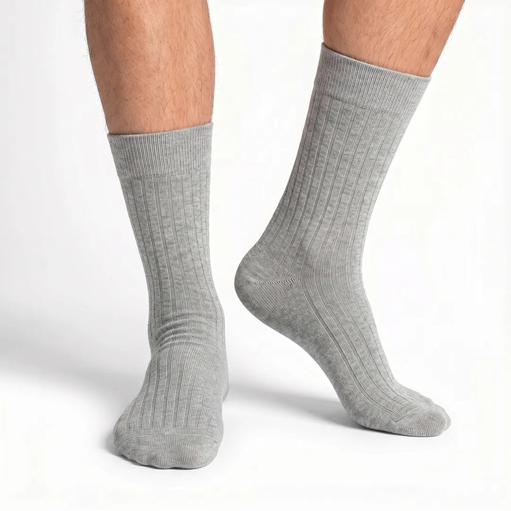 Men's Light Grey Ribbed Socks | Formal & Daily Wear