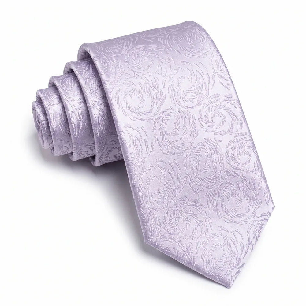 Lavender Floral Jacquard Skinny Tie | Polyester Wedding & Formal Necktie