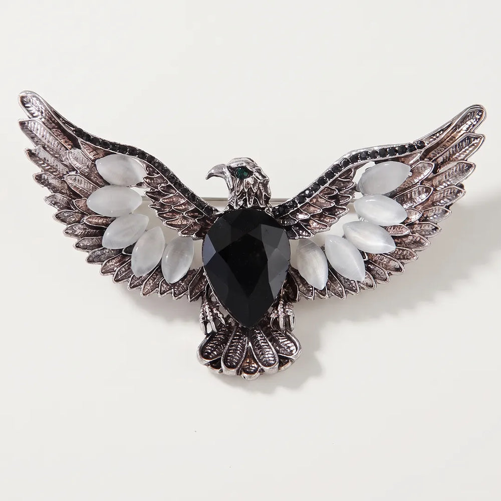 Silver & Black Eagle Collar Pin | Formal & Wedding Accessory