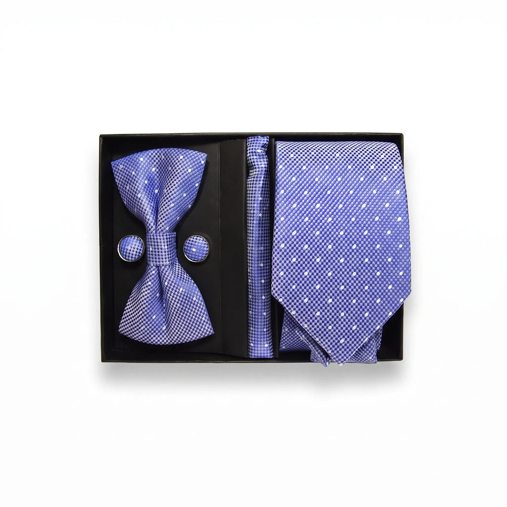 Periwinkle Blue Micro-Dot Tie Set | Wedding & Formal Accessory Set