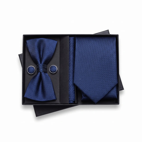 Navy Textured Tie Set | Wedding & Formal Accessory Set