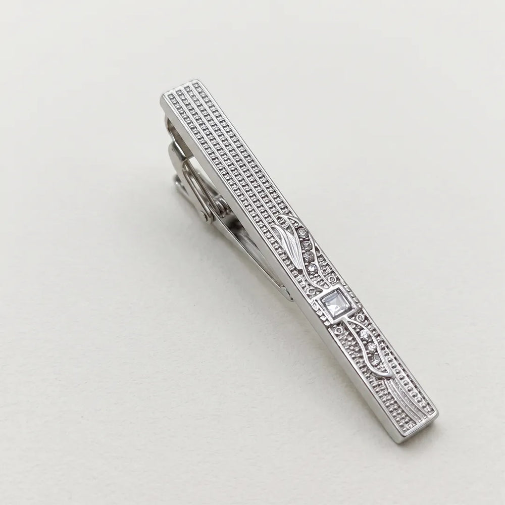 Men's Ornate Silver Crystal Tie Clip | Sailor Australia