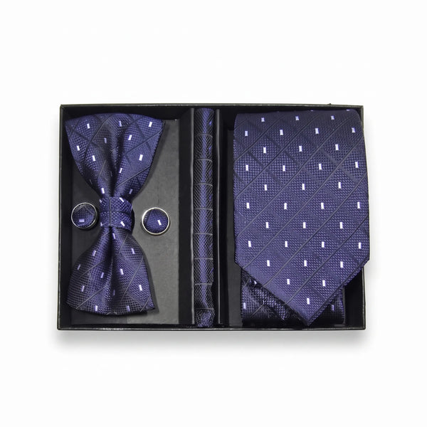 Navy Diamond Dotted Tie Set | Wedding & Formal Accessory Set