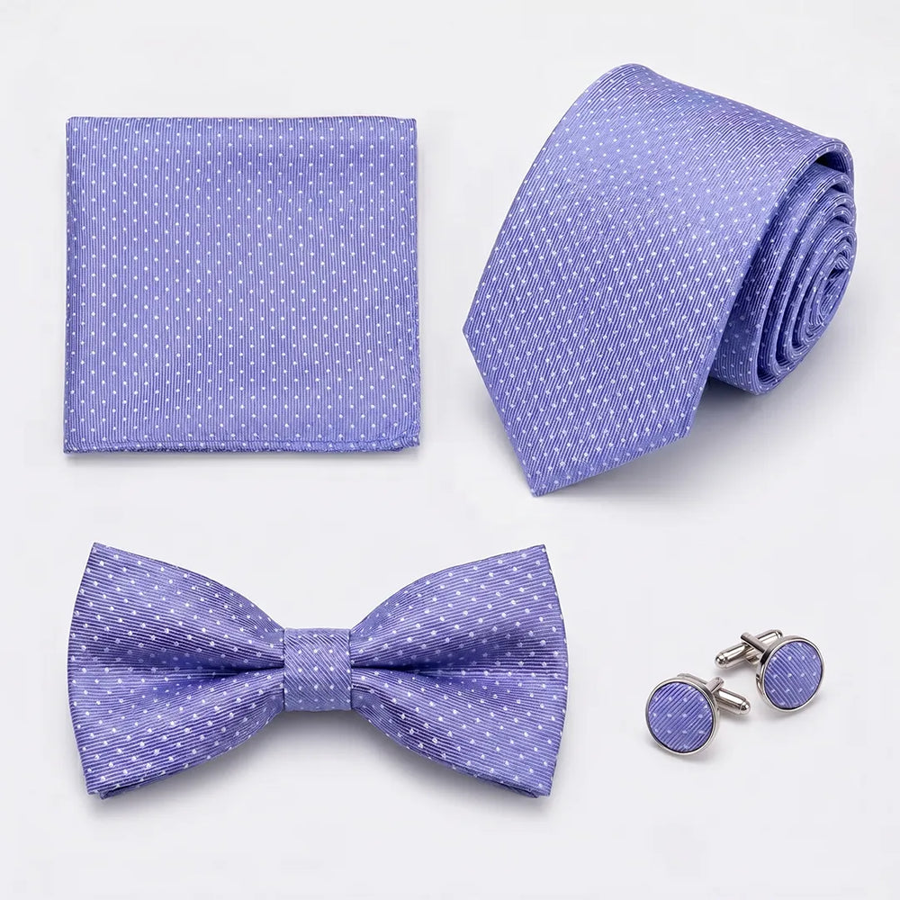 Lavender Pin-Dot Tie Set | Wedding & Formal Accessory Set
