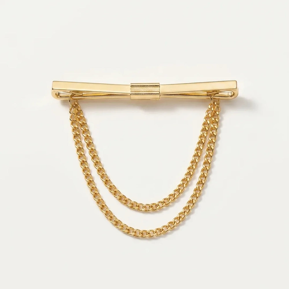 Gold Bar Chain Collar Pin | Formal & Wedding Accessory