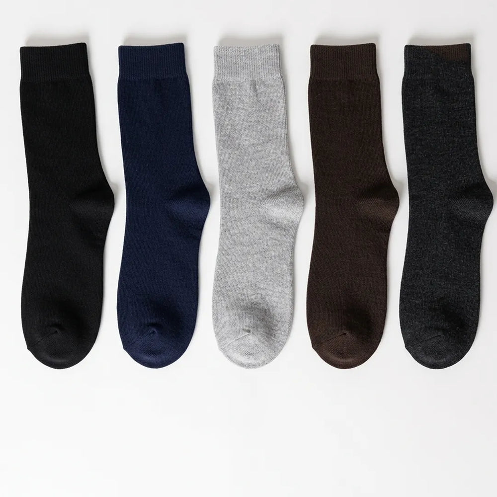 Men's Solid Ribbed Socks 5-Pack | Formal & Daily Wear