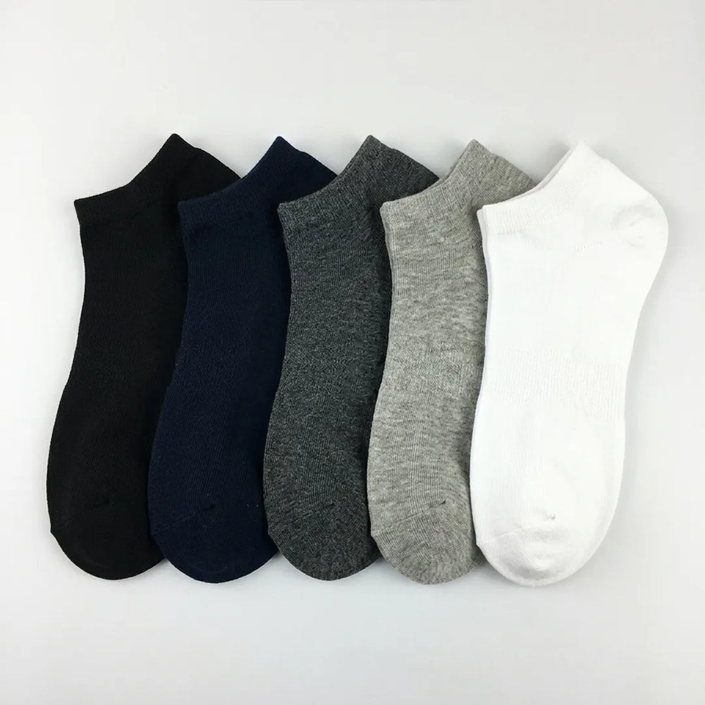 Men's Solid Ankle Socks 5-Pack | Casual & Daily Wear
