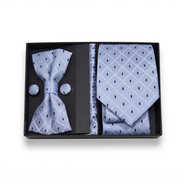 Light Blue Diamond Dotted Tie Set | Wedding & Formal Accessory Set