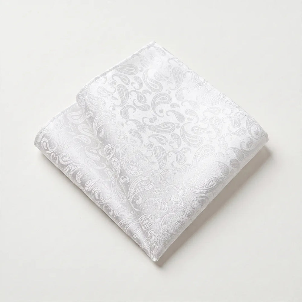 White Paisley Pocket Square | Wedding & Formal Accessory