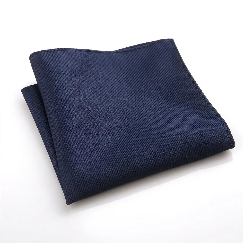 Navy Blue Ribbed Pocket Square | Polyester Formal & Casual Accessory