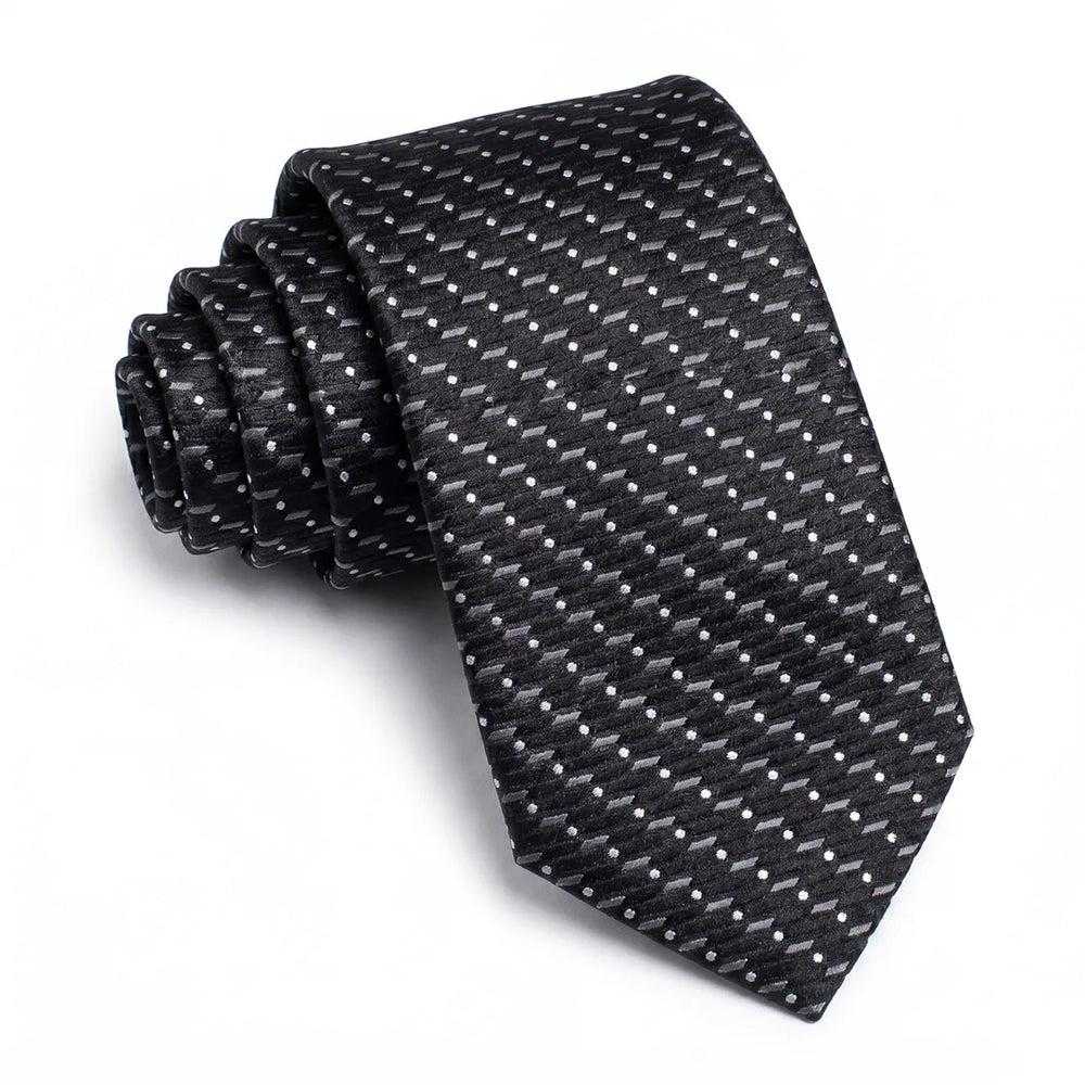 Black & White Micro-Dot Skinny Tie | Polyester Wedding & Formal Necktie