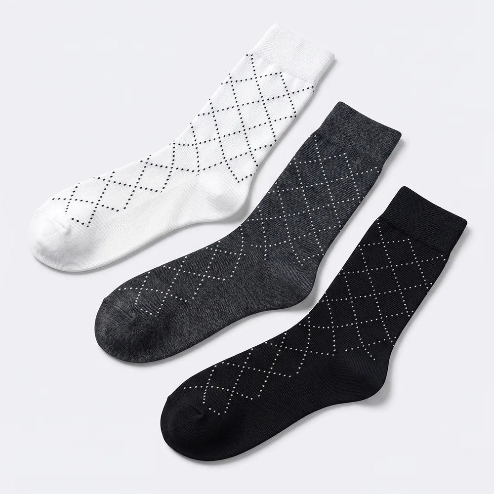 Men's Diamond Dotted Socks 3-Pack | Formal & Daily Wear