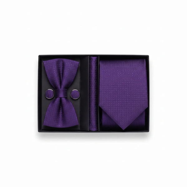 Purple Textured Tie Set | Wedding & Formal Accessory Set