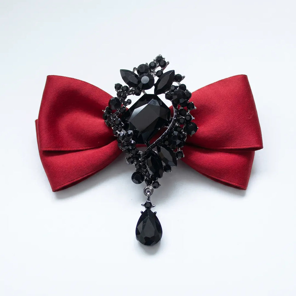 Red & Black Onyx Jeweled Silk Bow Tie | Wedding & Formal