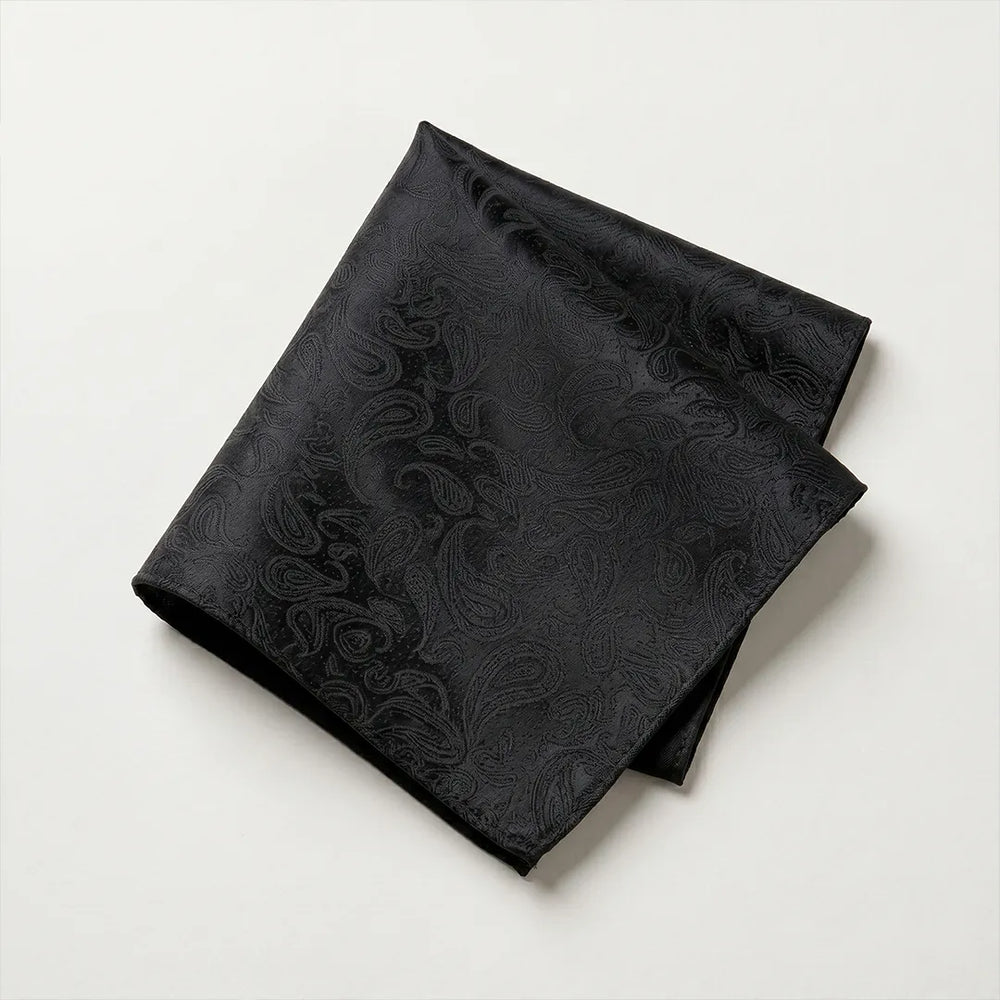 Black Paisley Pocket Square | Wedding & Formal Accessory