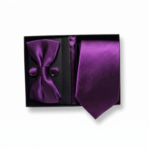 Plum Twill Tie Set | Wedding & Formal Accessory Set