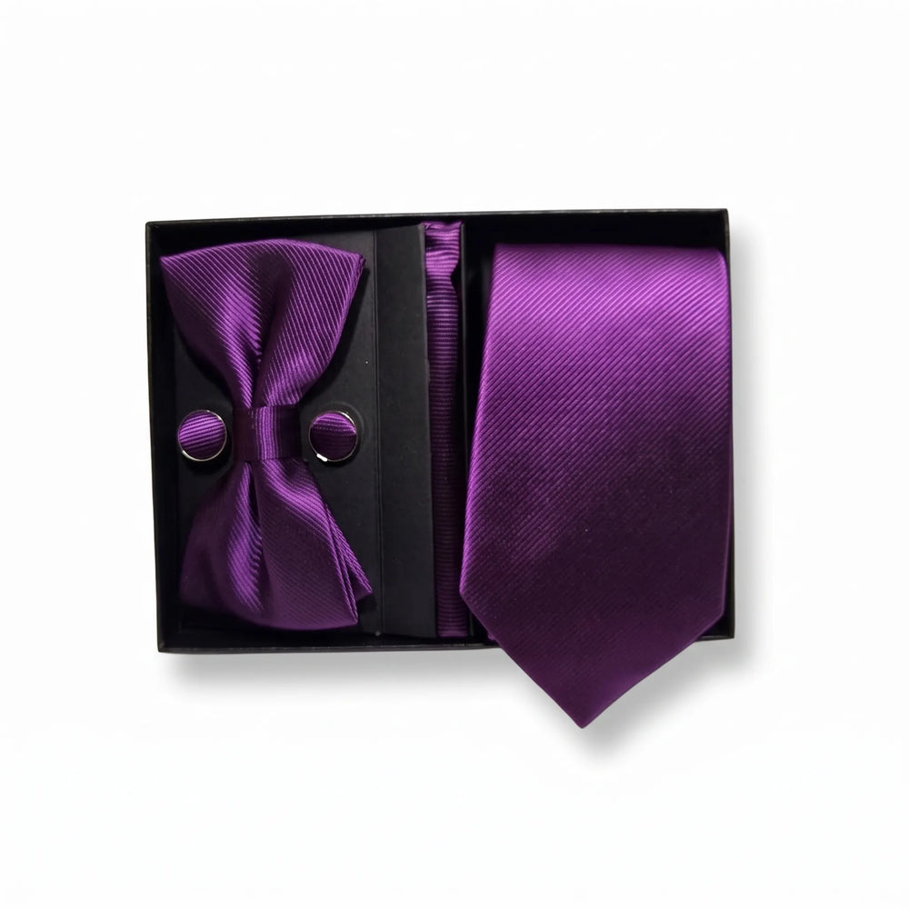 Plum Twill Tie Set | Wedding & Formal Accessory Set