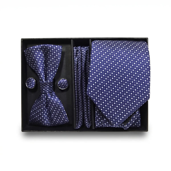 Navy Micro-Dot Tie Set | Wedding & Formal Accessory Set