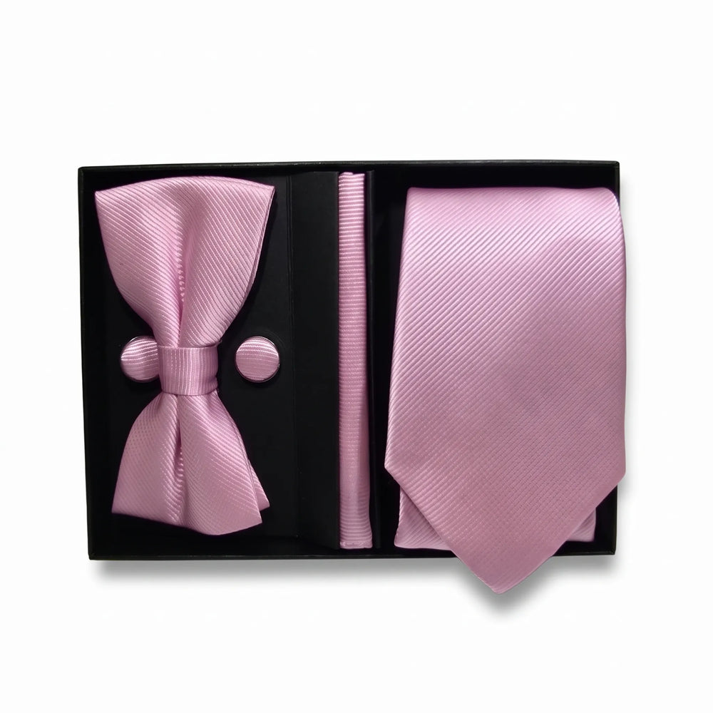 Pink Twill Tie Set | Wedding & Formal Accessory Set