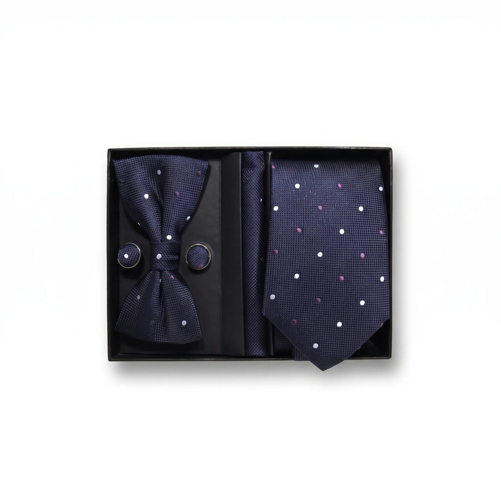 Navy Multi-Dot Tie Set | Wedding & Formal Accessory Set