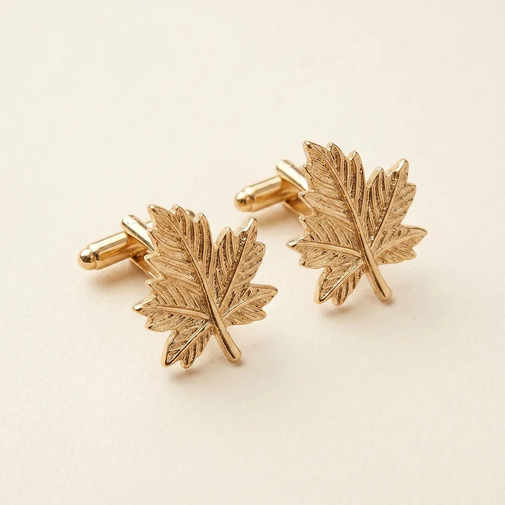 Gold Maple Leaf Cufflinks | Wedding & Formal Accessory