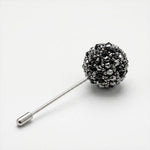 Black & Silver Beaded Lapel Pin | Wedding & Formal Accessory