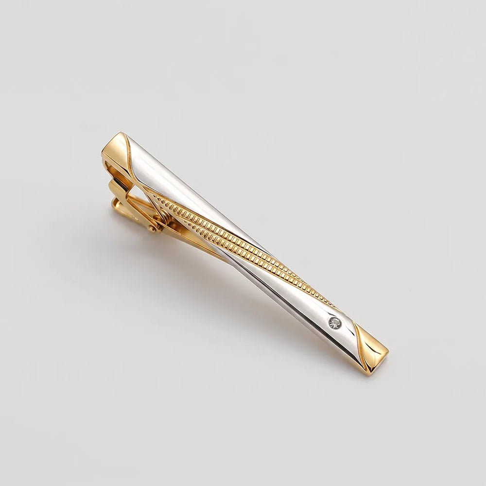 Men's Two-Tone Wave Textured Crystal Tie Clip | Sailor Australia