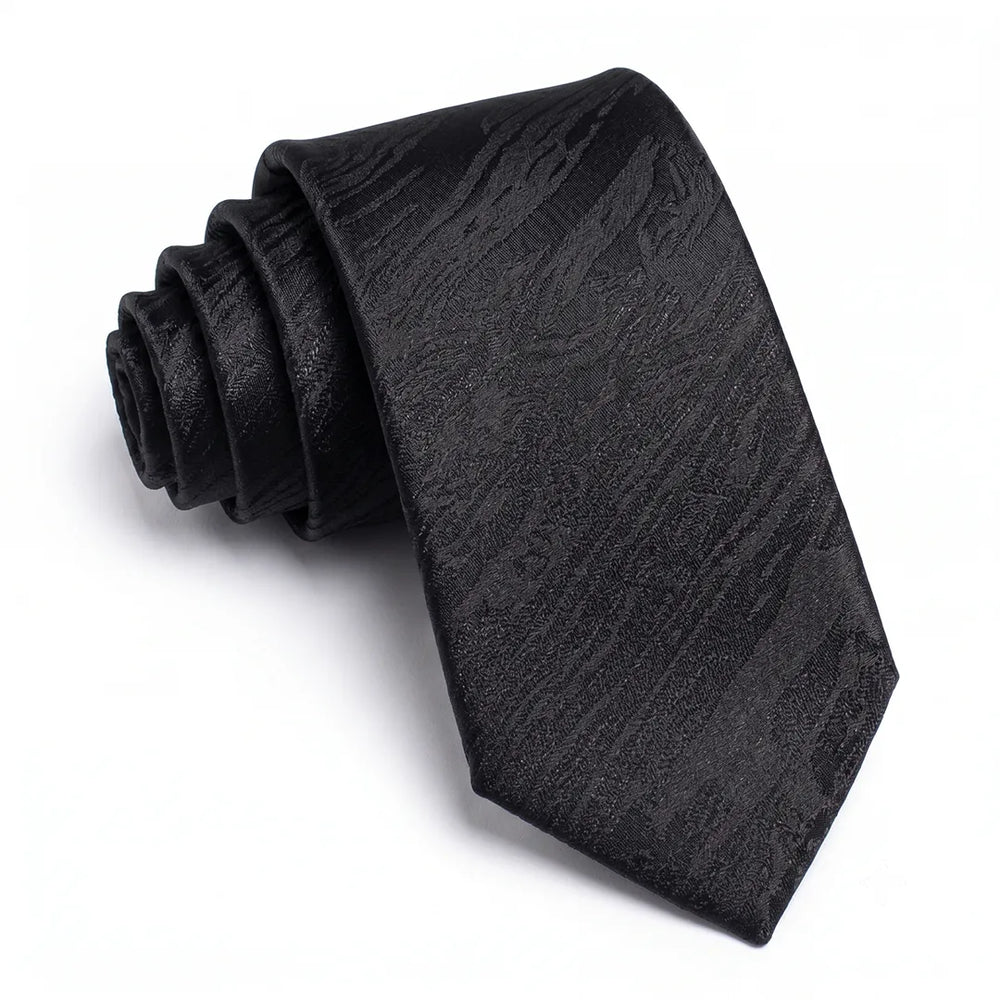 Black Tone-on-Tone Skinny Tie | Polyester Wedding & Formal Necktie