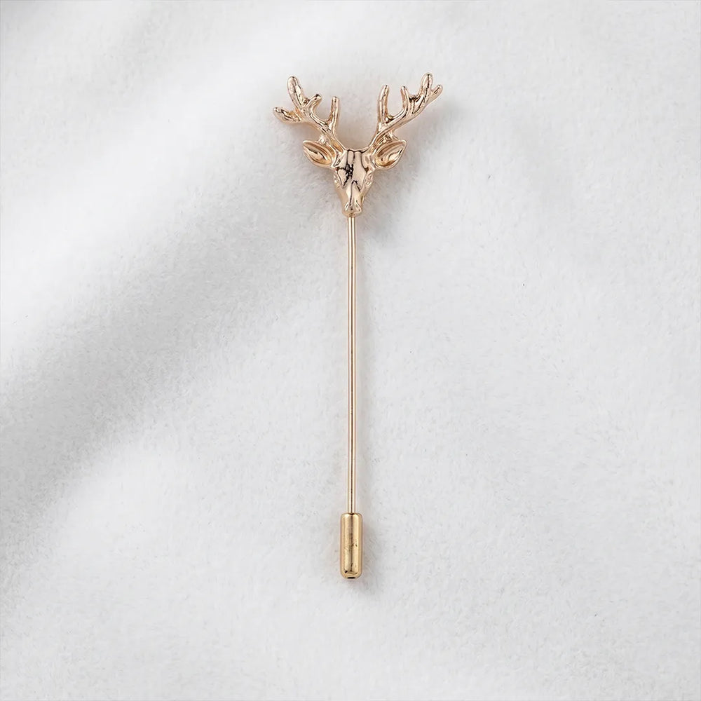 Gold Stag Head Lapel Pin | Formal & Wedding Accessory