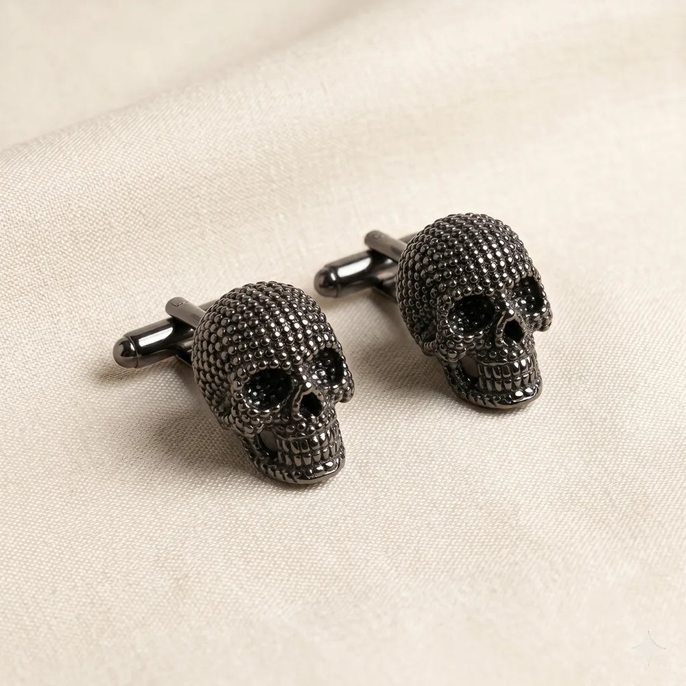 Gunmetal Beaded Skull Cufflinks | Sailor Australia