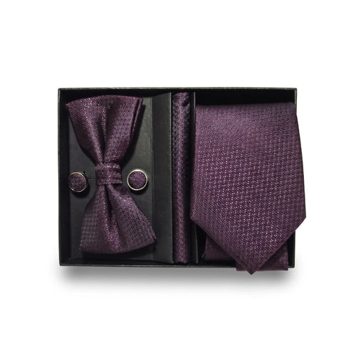 Deep Burgundy Textured Tie Set | Wedding & Formal Accessory Set