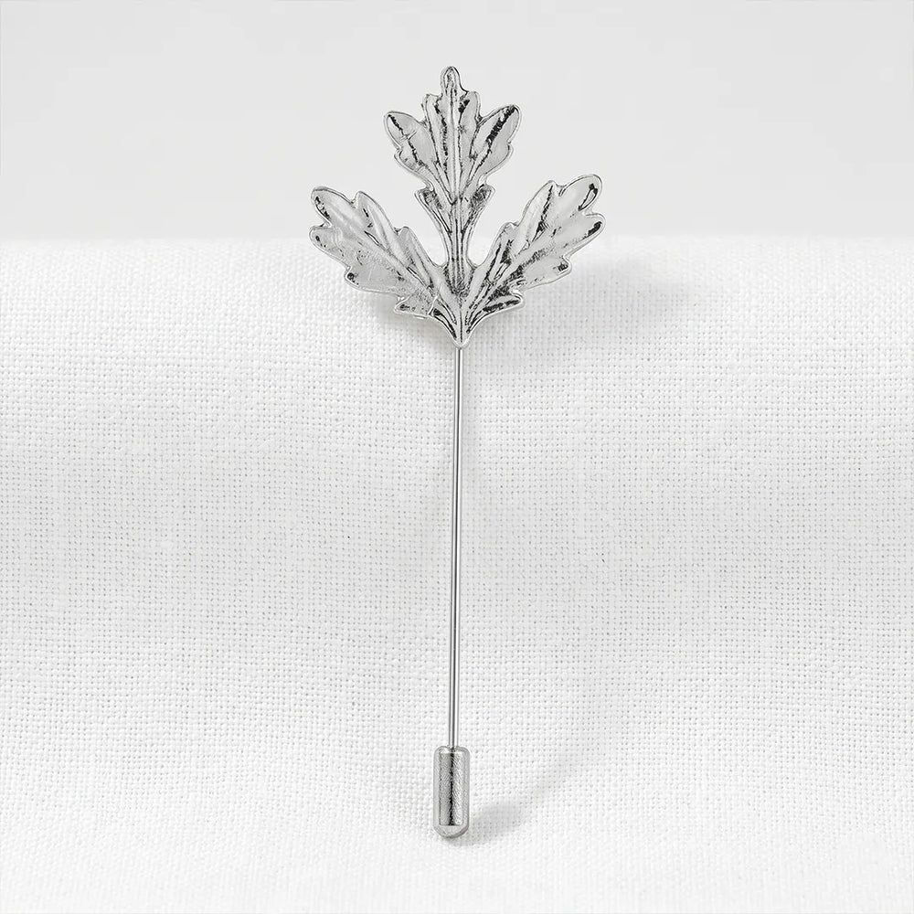 Silver Maple Leaf Lapel Pin | Formal & Wedding Accessory