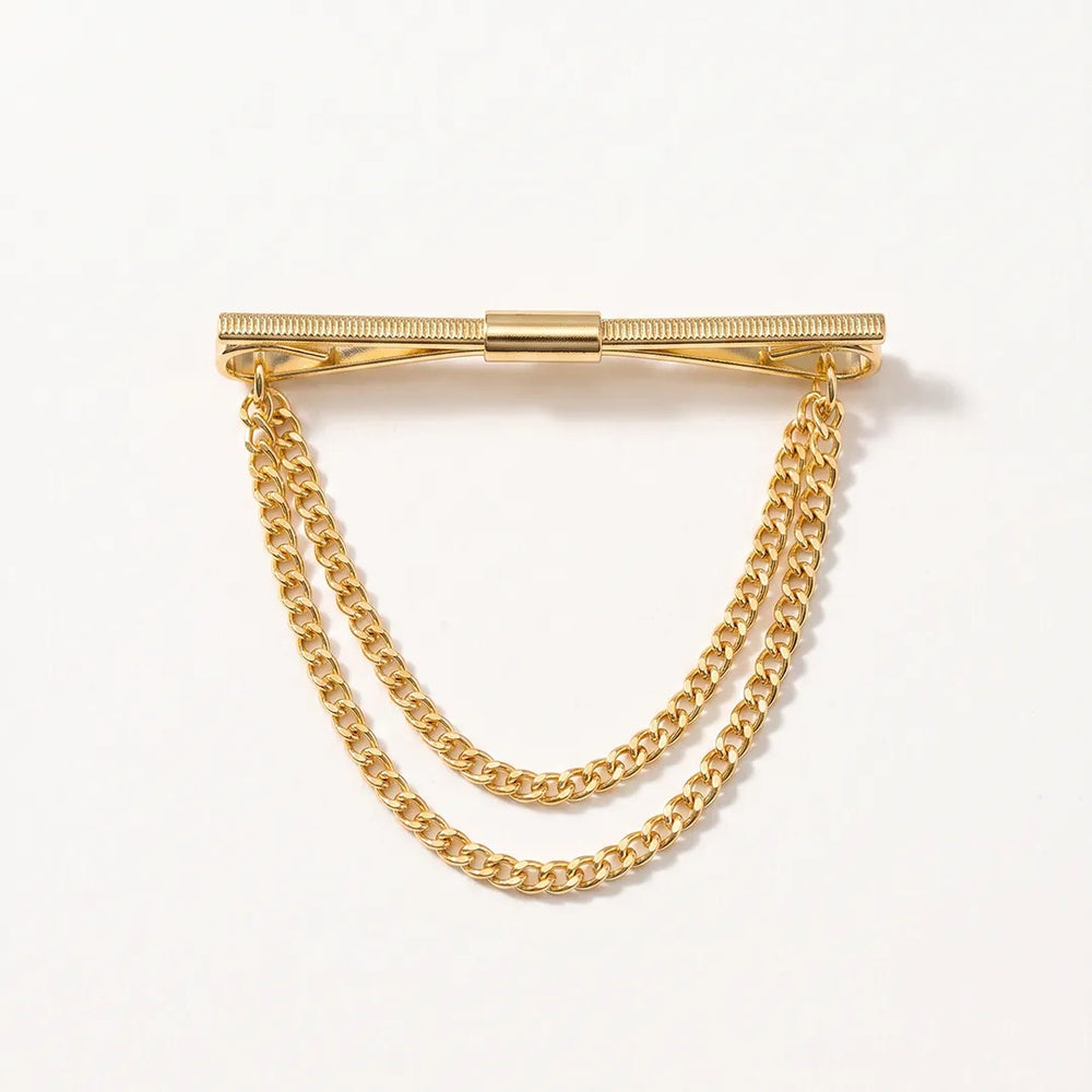 Gold Double Chain Collar Pin | Formal & Wedding Accessory