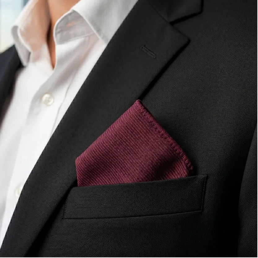 Burgundy Red Pocket Square | Polyester Formal & Casual Accessory