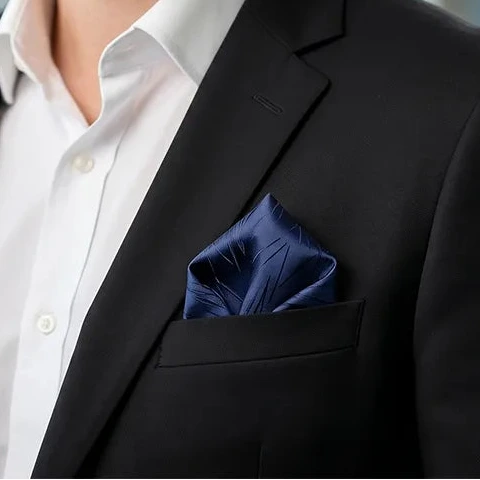 Navy Abstract Line Pocket Square | Polyester Formal & Casual Accessory