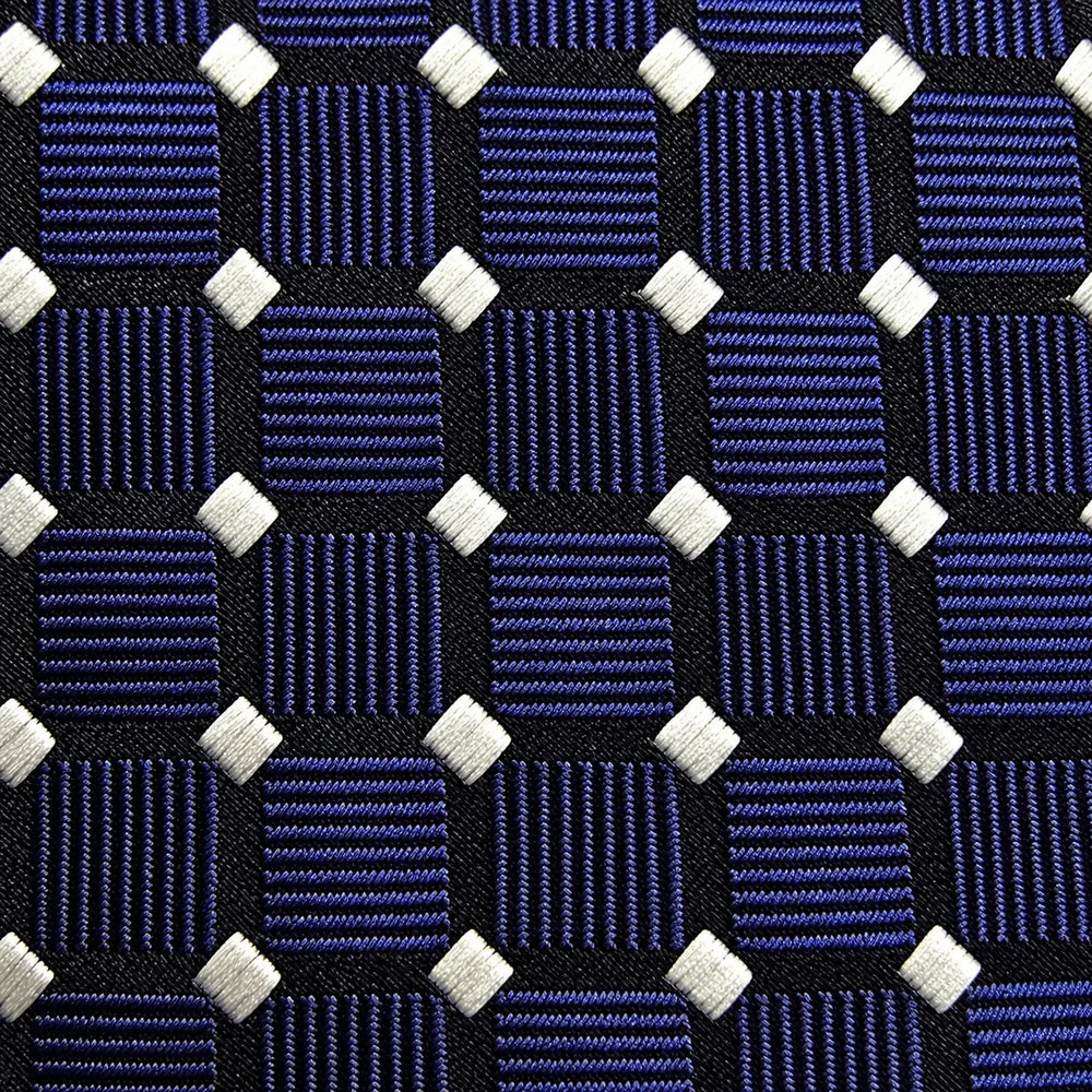 Navy Geometric Square Tie Set | Wedding & Formal Accessory Set