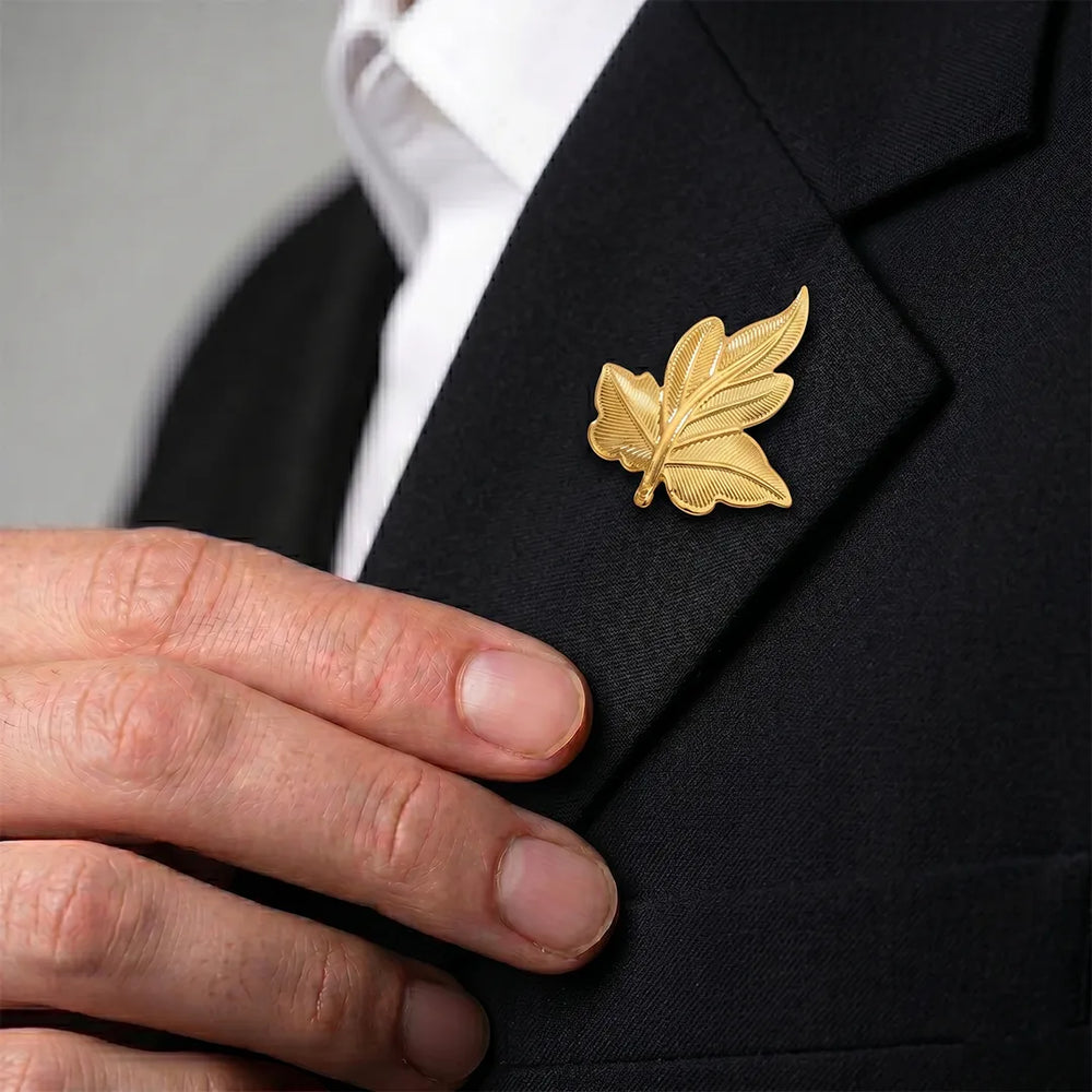 Gold Leaf Lapel Pin | Formal & Wedding Accessory