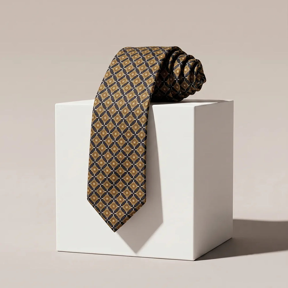 Navy Sunburst Geometric Necktie | Sailor Australia
