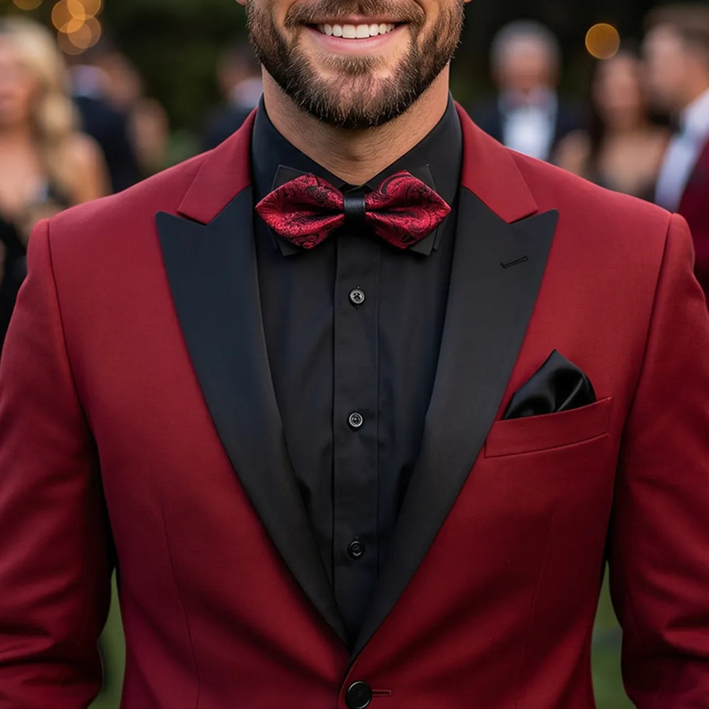 Red Paisley Diamond Bow Tie | Wedding & Formal