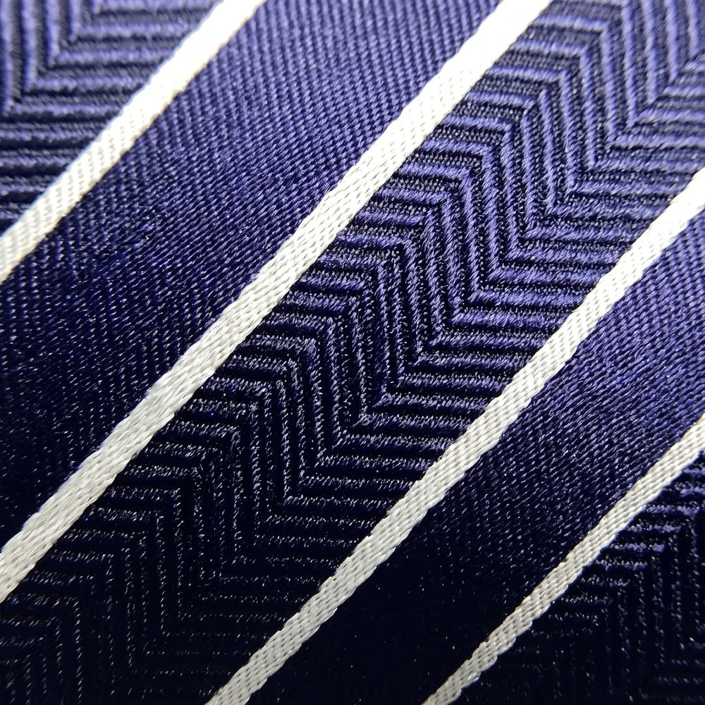 Navy Herringbone Stripe Tie Set | Wedding & Formal Accessory Set