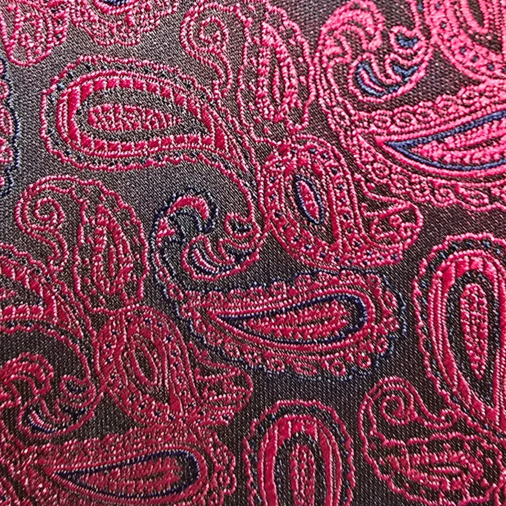 Black & Magenta Paisley Tie Set | Wedding & Formal Accessory Set