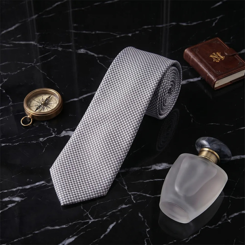 Black & White Micro-Check Cotton Skinny Tie | Formal & Casual Necktie