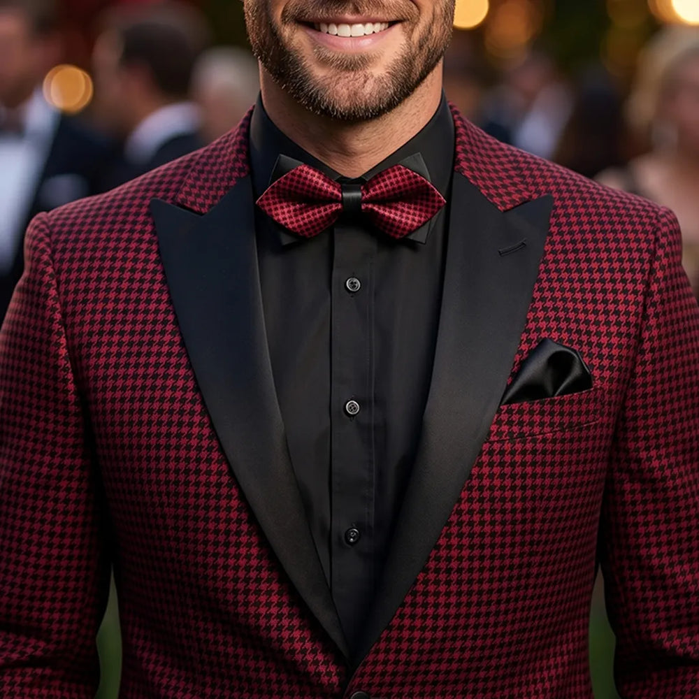 Red & Black Diamond Bow Tie | Wedding & Formal